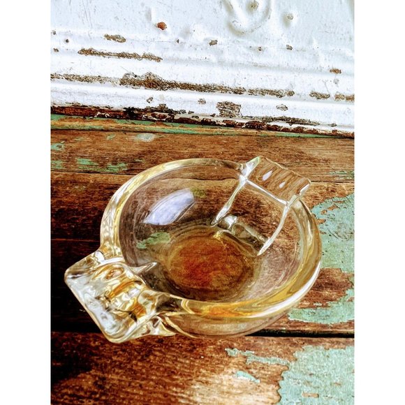 Vintage MCM Amber Art Glass Ash Tray - Picture 6 of 7